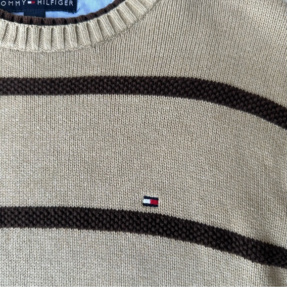 Tommy Hilfiger Pullover Sweater beige brown striped unisex size M - Picture 11 of 11